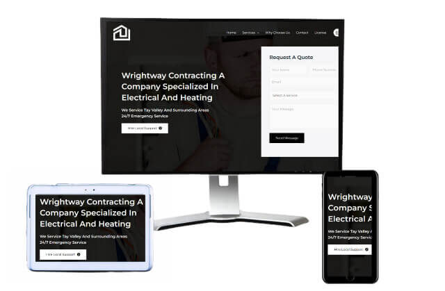 a picture of wright way contracting website on the website design page